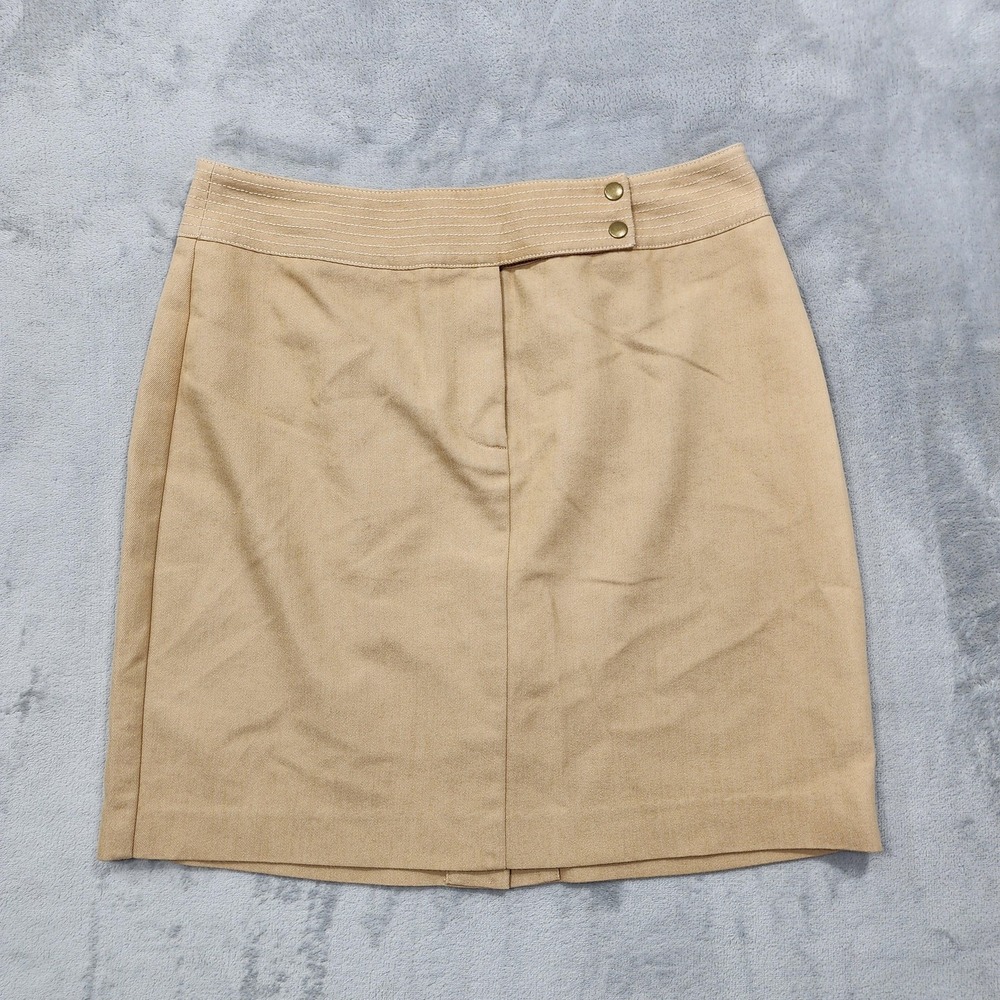 Work To Weekend Skirt Womens 8 Beige Twill Pencil Mini Stretch Office Preppy